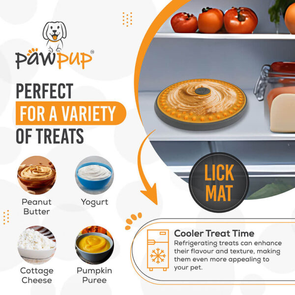 PAWPUP Lick Mat for Dogs (Extra Large 8.2" Size) Slow Feeder Mat for Anxiety Relief and Boredom (Orange) - Image 3