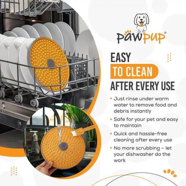 PAWPUP Lick Mat for Dogs (Extra Large 8.2" Size) Slow Feeder Mat for Anxiety Relief and Boredom (Orange) - Image 4