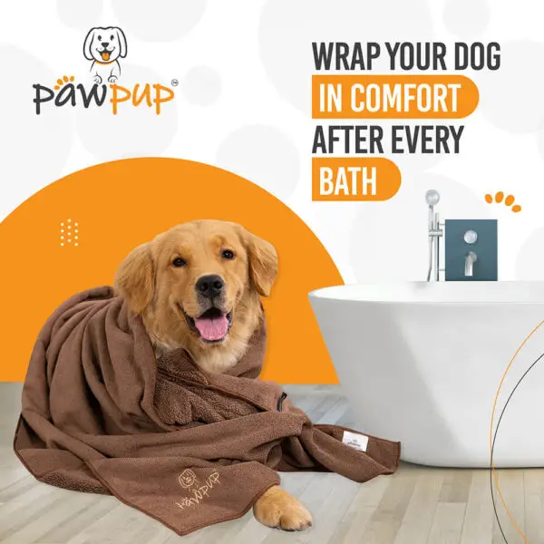 PAWPUP Dog Towel Super Absorbent Microfiber Pet Towel for Dogs, Cats and Other Pets (140x70 cm, Brown) - Image 4