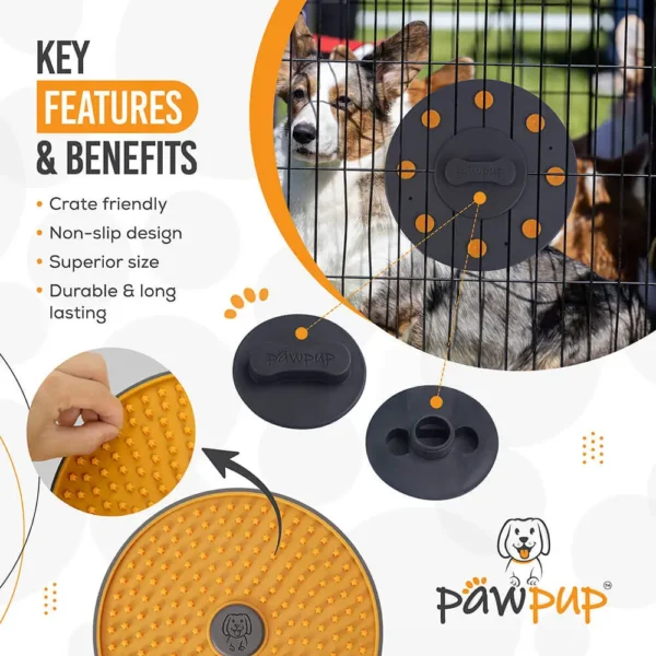 PAWPUP Lick Mat for Dogs (Extra Large 8.2" Size) Slow Feeder Mat for Anxiety Relief and Boredom (Orange) - Image 5