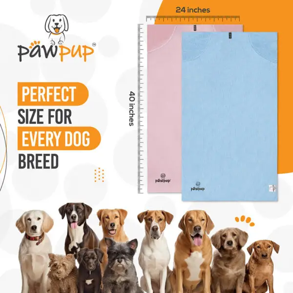 PAWPUP Dog Towel Super Absorbent Microfiber Pet Towel For Dogs, Cats And Other Pets (100x60 cm, Pink and Blue) - Image 5