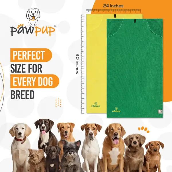 PAWPUP Dog Towel Super Absorbent Microfiber Pet Towel For Dogs, Cats And Other Pets (100x60 cm, Yellow & Green) - Image 5