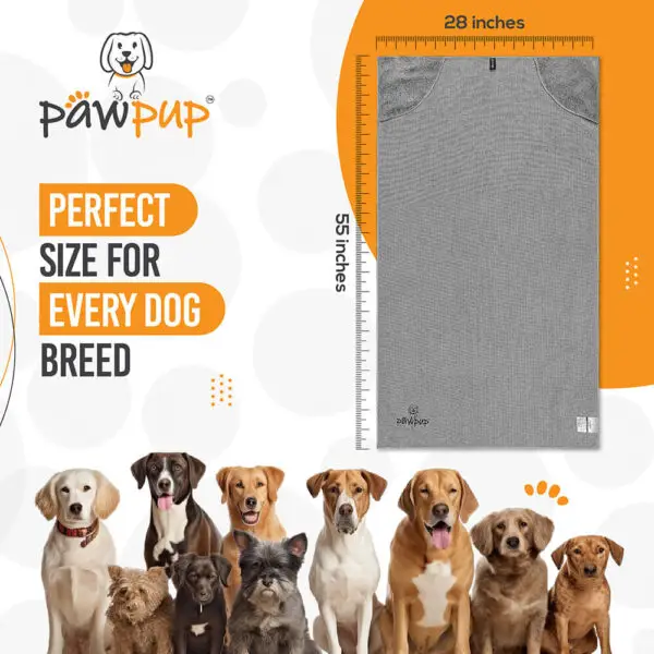 PAWPUP Dog Towel Super Absorbent Microfiber Pet Towel for Dogs, Cats and Other Pets (140x70 cm, Grey) - Image 5