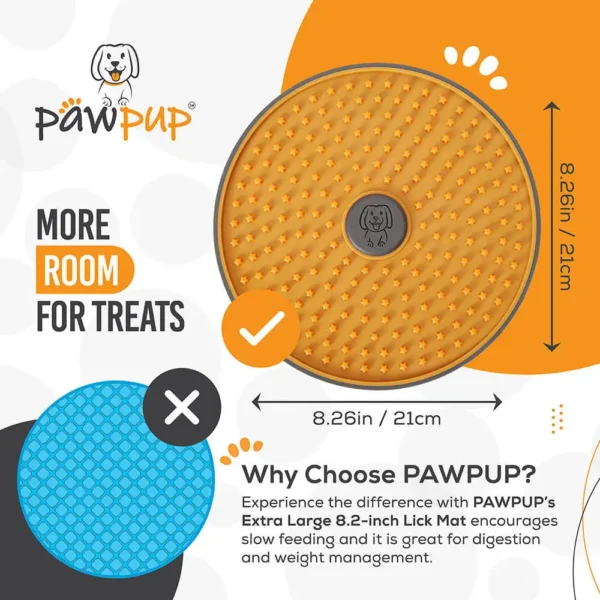 PAWPUP Lick Mat for Dogs (Extra Large 8.2" Size) Slow Feeder Mat for Anxiety Relief and Boredom (Orange) - Image 7