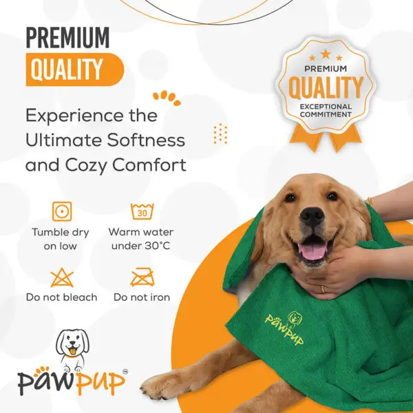 PAWPUP Dog Towel Super Absorbent Microfiber Pet Towel For Dogs, Cats And Other Pets (100x60 cm, Yellow & Green) - Image 7