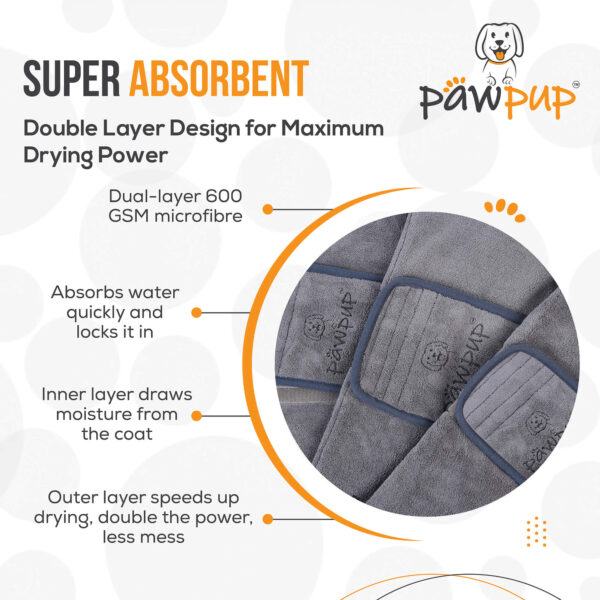 PAWPUP Dog Robe Ultra Absorbent Microfiber Dog Drying Coat - Image 5